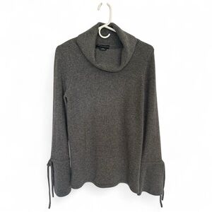 Sophia 100% Cashmere Grey Turtleneck Bell Sleeve Sweater Small
